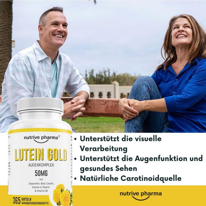 Lutein 50mg mit Zeaxanthin, Beta Carotin, Vitamin A & B2, Piperin